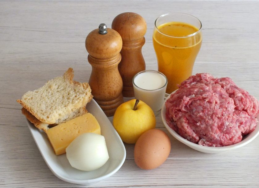 1. Этап. Мясные клёцки: Подготовьте необходимые ингредиенты.