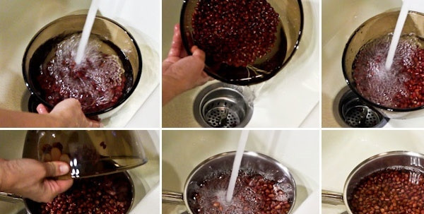 1. Этап. Паста из красной фасоли: 1. Предварительно на ночь промойте несколько раз фасоль и замочите в чистой холодной воде часов на 8.