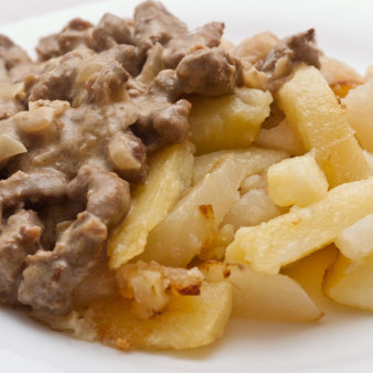 Печень говяжья по-строгановски