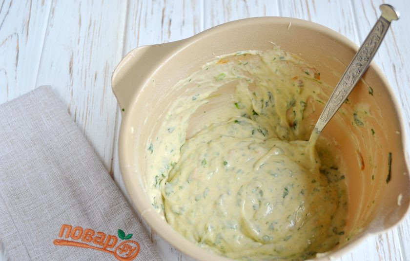 1. Этап. Вафли со шпинатом: 6. Тесто для вафелек готово.