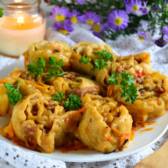 Ленивые пельмени на сковороде