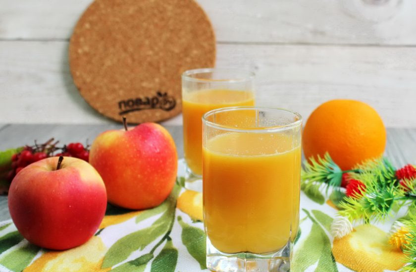 1. Этап. Яблочно-апельсиновый сок: Яблочно-апельсиновый сок готов. Можно подавать к столу.