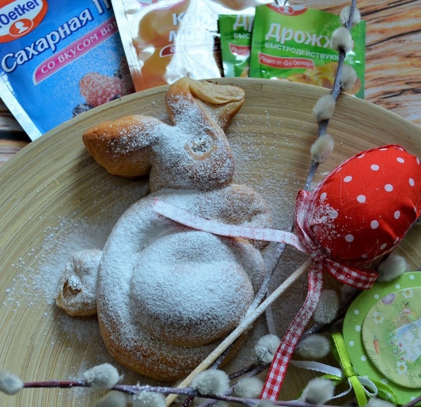Булочки с корицей Пасхальный кролик 1. Этап. Булочки с корицей Пасхальный кролик: По желанию при подаче можно присыпать сахарной пудрой.