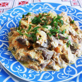 Куриные желудки тушеные в мультиварке