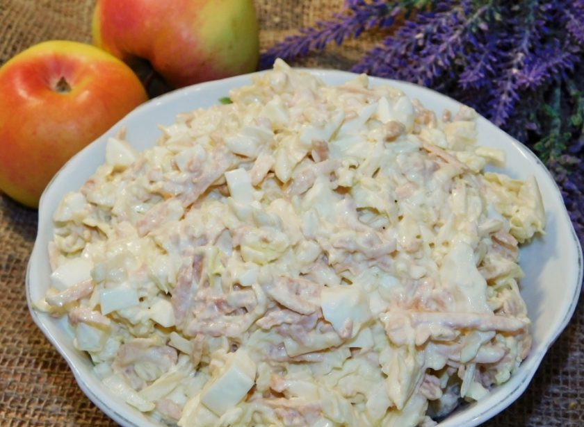 1. Этап. Салат Нежность из капусты: Заправьте салат майонезом и подавайте к столу. Приятного аппетита!