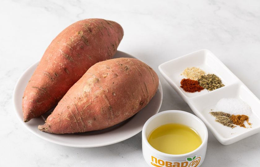 1. Этап. Сладкий картофель батат на гриле: Подготовьте все ингредиенты.