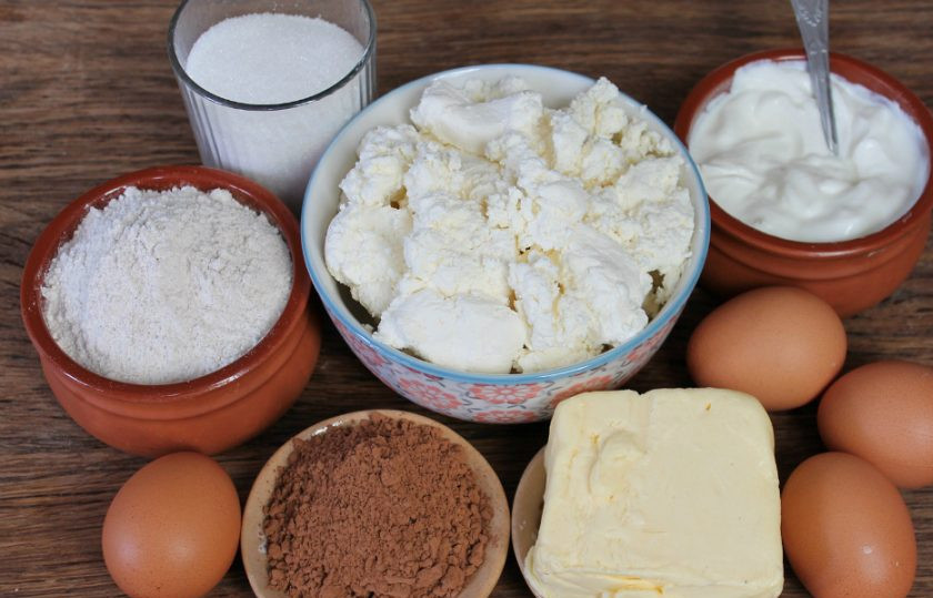1. Этап. Тертый шоколадный пирог с творогом: Подготовим ингредиенты.