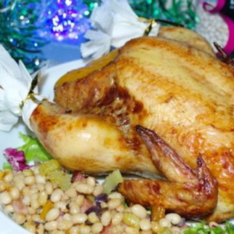 Курица с фасолью в духовке