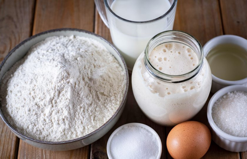 1. Этап. Вафли на закваске: Все ингредиенты соберите по списку.