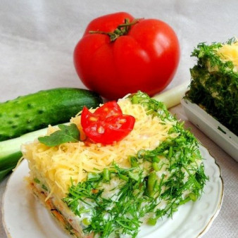 Закусочный торт из вафельных коржей