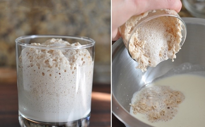 1. Этап. Заварной кулич: 5. Дрожжи начали хорошо работать, значит можно их переложить в мисочку с заваренной ранее смесью. Перемешайте, накройте чистым полотенцем и оставьте в тепле на пару часов.