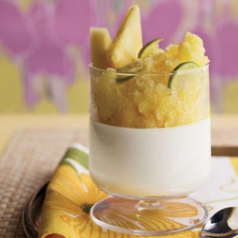 Yogurt Panna Cotta with Pineapple Granita