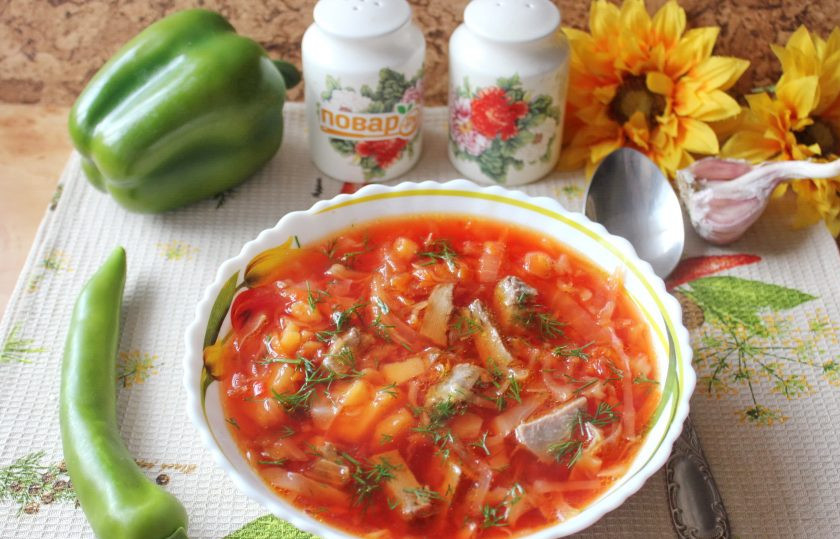 1. Этап. Борщ с языком: Борщ с языком готов. Подавайте на обед.