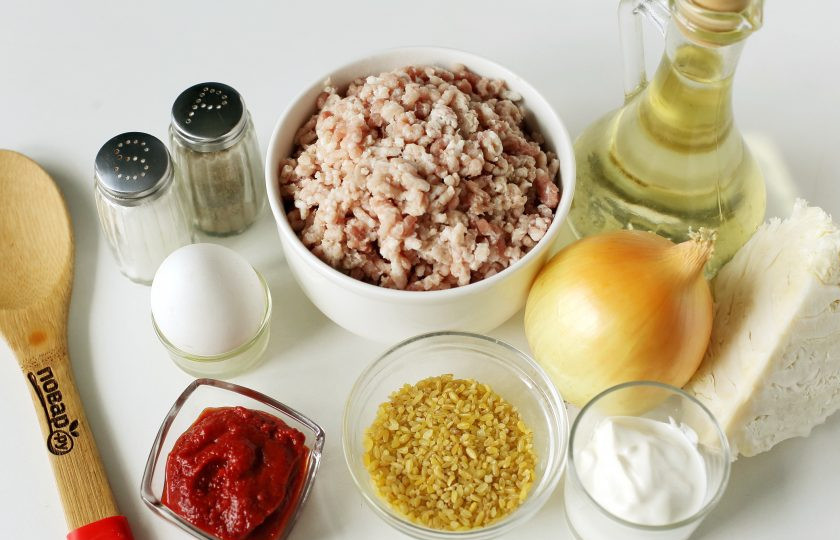 1. Этап. Ленивые голубцы с булгуром: Подготовьте все ингредиенты.