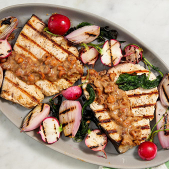 Grilled Swordfish with Hazelnut Miso Sauce