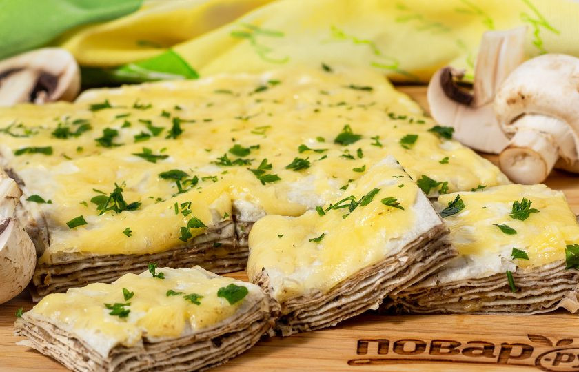 1. Этап. Торт из лаваша с грибами: Приятного аппетита!