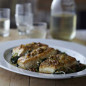 Halibut and Spinach with Orange-Pine Nut Vinaigrette