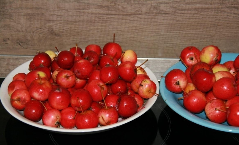 1. Этап. Варенье из ранеток с хвостиками: 2. Подбираем одинаковые по размеру ранетки, чтобы они одновременно приготовились. Тщательно промываем и перебираем фрукты.