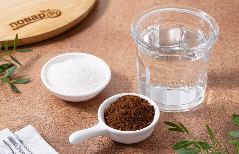 1. Этап. Кофейная гранита: Подготовьте все ингредиенты.