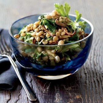 Spiced Lentils with Mushrooms and Greens