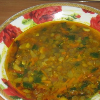 Суп с зеленой чечевицей