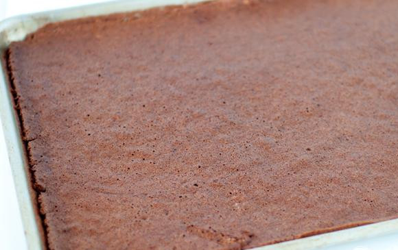 1. Этап. Праздничные шоколадные пирожные с глазурью: 1. Чтобы сделать сироп, смешать сахар и воду в кастрюле и на сильном огне довести до кипения. Варить в течение 5 минут, пока сахар не растает. Снять с огня и дать остыть. Сделать тесто. Разогреть духовку до 200 градусов. Сбрызнуть форму маслом и выстелить пергаментной бумагой. В средней миске объединить шоколадные чипсы, сливочное масло и воду. Поместить в микроволновую печь на 30 секунд. Дать постоять 2 минуты, а затем перемешать до однородности. Если шоколад не растаял, поставить в микроволновку еще на 30 секунд. В небольшой миске смешать муку, какао-порошок и соль, отставить в сторону. Взбить миксером яичные желтки. Добавить 3 столовые ложки сахара и взбить на средней скорости, около 5 минут. Осторожно добавить желтковую смесь в расплавленный шоколад. В другой миске взбить яичные белки и сливки на средней скорости. Добавить 1 чайную ложку сахара и продолжить взбивать. Медленно добавить оставшийся сахар и взбить. Добавить около 1/4 яичных белков в шоколадную смесь. Перемешать и добавить оставшиеся белки. Добавить мучную смесь и аккуратно перемешать несколько раз. Не перемешивайте чрезмерно! Вылить тесто в подготовленную форму и выпекать 8-10 минут. Тесто может выглядеть бугристым и неровным, но он сравняется, как только остынет.