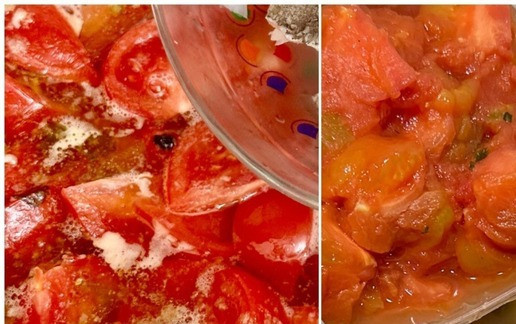 1. Этап. Уха …, суп рыбный по-ростовски: Лично мне больше понравился вариант «просто крупно нарезать». И минут через пяток после рыбы в кастрюлю их отправил. Я почему на помидорах подробнее остановился? Без них этот суп, или уха – как будет угодно, никакого смысла не имеет.