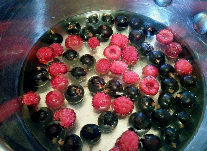 1. Этап. Ягодный пудинг с семенами чиа: Налейте воду в ковш или сотейник, растворите в ней сахарный песок, добавьте ягоды и поставьте смесь на слабый огонь.