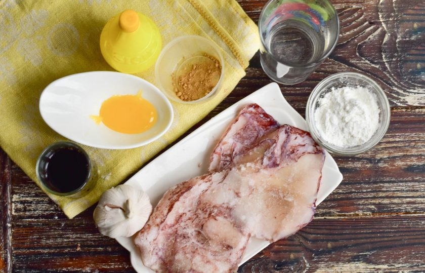 1. Этап. Кальмары в соусе терияки: Подготовьте ингредиенты.