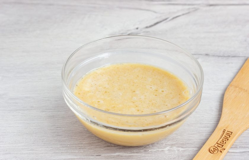 1. Этап. Омлет Тамаго: В полученную массу добавьте все остальные ингредиенты и перемешайте до однородного состояния.