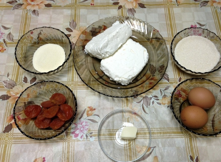 1. Этап. Творожная запеканка Президент: Подготовьте ингредиенты.