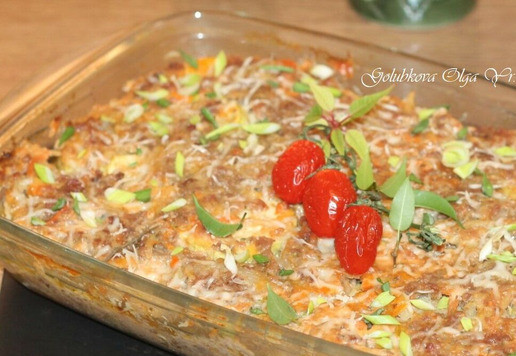 1. Этап. Запеканка с картофелем, кабачками, мясным фаршем: Приятного аппетита!