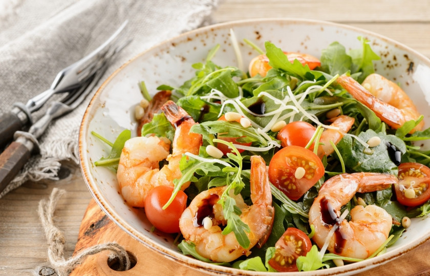 1. Этап. Салат Руккола с креветками: Готовый салат 