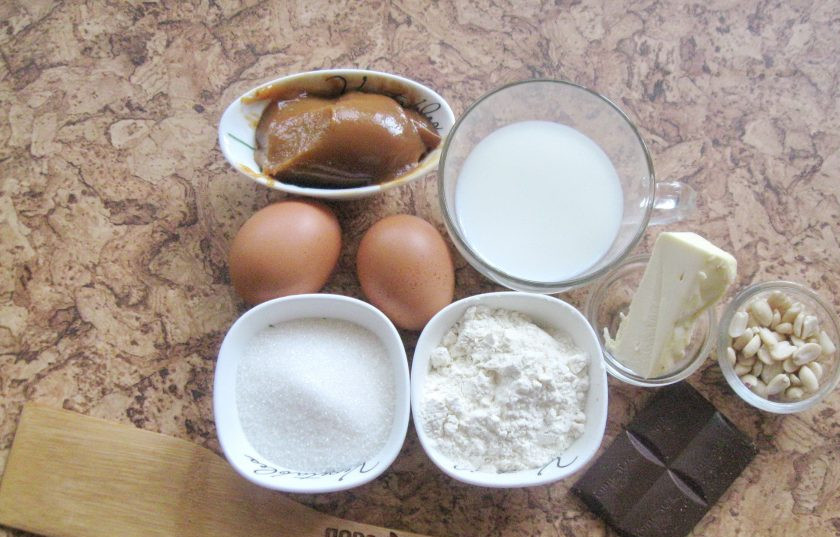 1. Этап. Кекс Сникерс: Подготовьте ингредиенты для приготовления кекса 