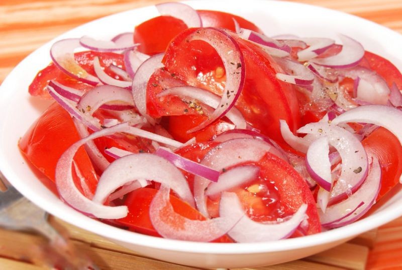 1. Stage. Tomato salad: Salad ready.