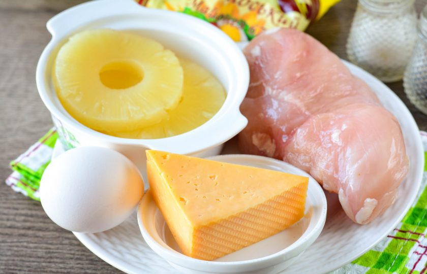 1. Этап. Салат Гавайский с курицей: Подготовьте ингредиенты по списку для приготовления салата 