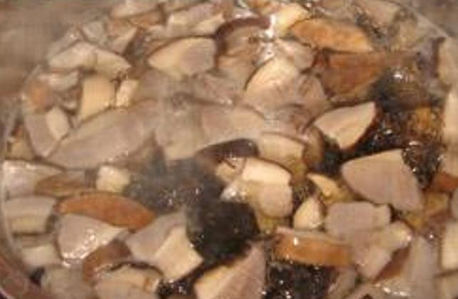 1. Этап. Суп из грибов подберезовиков: Грибы подберёзовики хорошо промойте, порежьте и варите в соленой воде 40 минут.