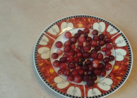 1. Этап. Закуска на чипсах Паштетная: Размораживаем клюкву.