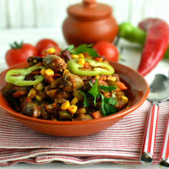 Рагу из куриных сердечек в мексиканском стиле