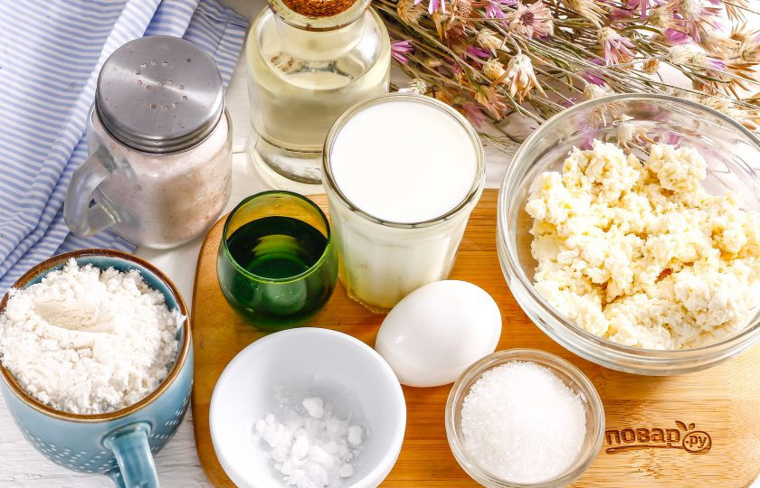 1. Этап. Панкейки из рикотты: Подготовьте указанные ингредиенты.