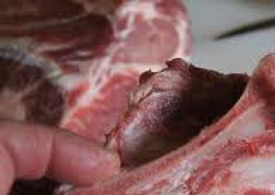 1. Этап. Суп с гречкой и солеными огурцами: Промываем свинину в холодной воде. Нарезаем ее на мелкие кусочки. Кидаем в кастрюлю с водой и варим до готовности.