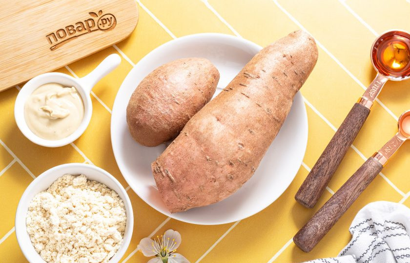 1. Этап. Конфеты из батата: Подготовьте все ингредиенты.