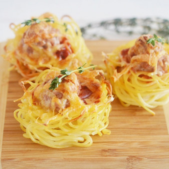 Кексики из спагетти с фрикадельками