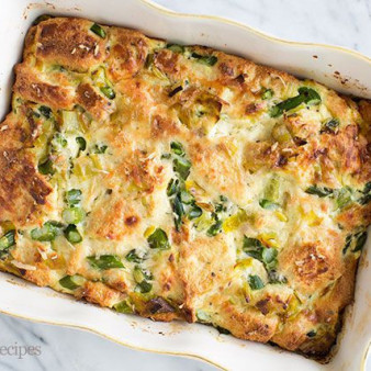Breakfast Casserole with Leeks and Asparagus