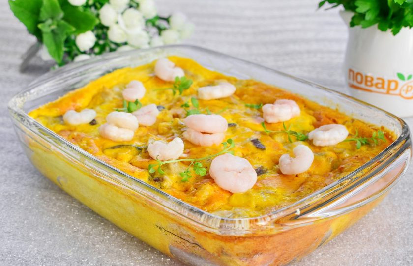 1. Этап. Запеканка из белой рыбы с креветками в томатном соусе: Приятного аппетита!