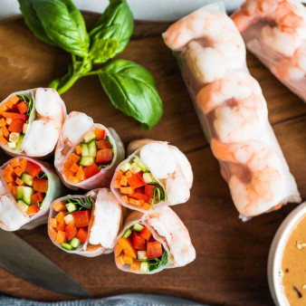Shrimp Spring Rolls with Peanut Sauce