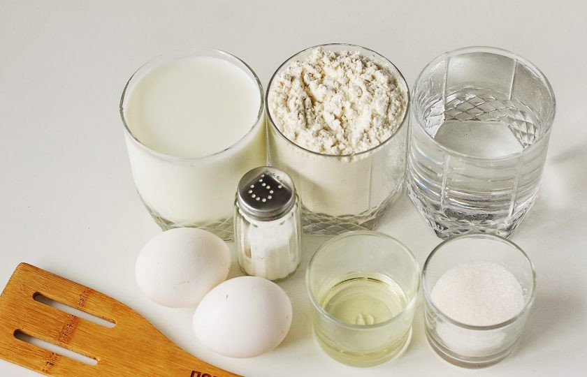 1. Этап. Блины Тающие во рту: Подготовьте все ингредиенты.