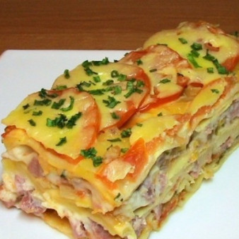 Лазанья с сыром и ветчиной