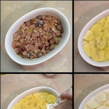 1. Этап. Португальская запеканка из рыбы: *