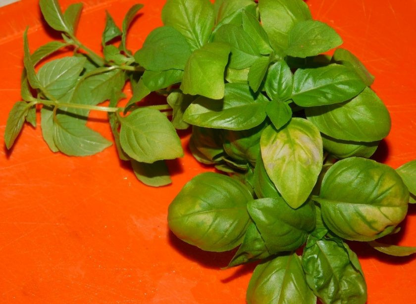 1. Этап. Кролик, тушенный с базиликом и лимоном: Необходимое количество базилика помойте и мелко нарежьте.